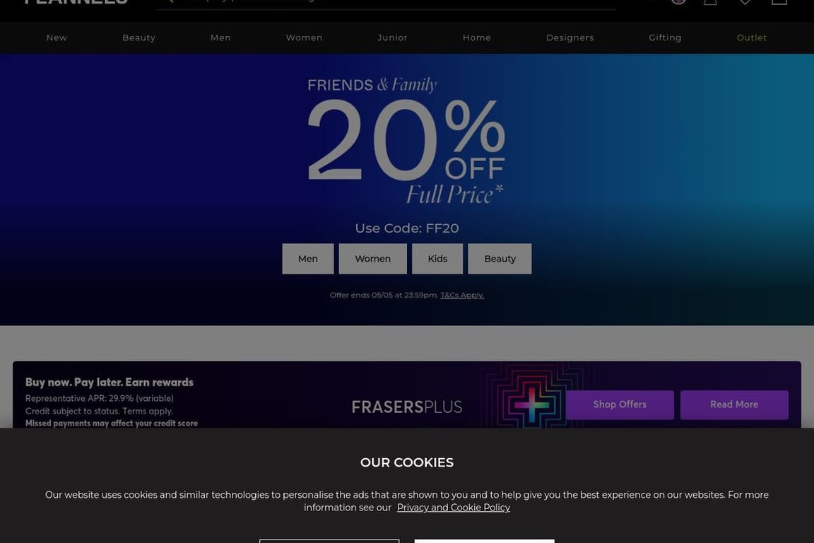 Flannels homepage