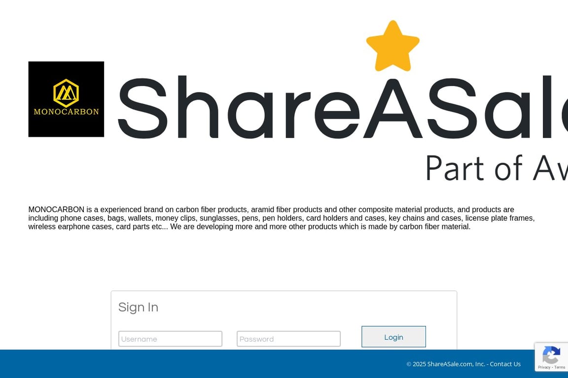 MONOCARBON affiliate program signup page