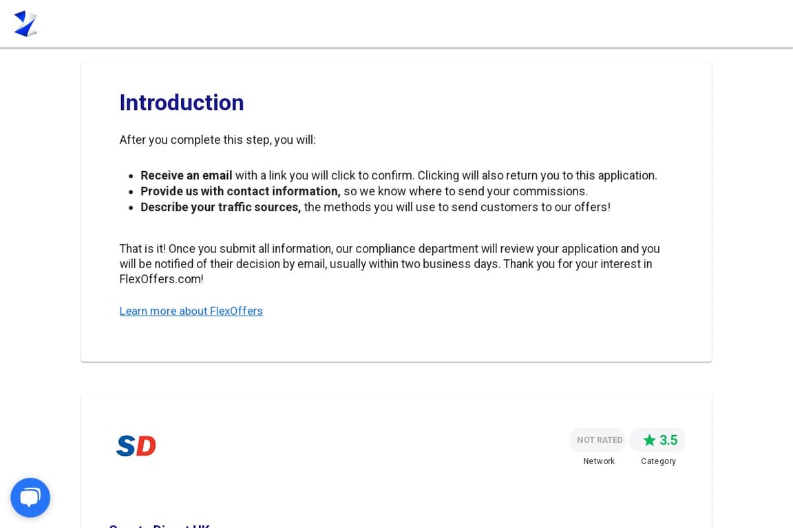 Sports Direct affiliate program signup page