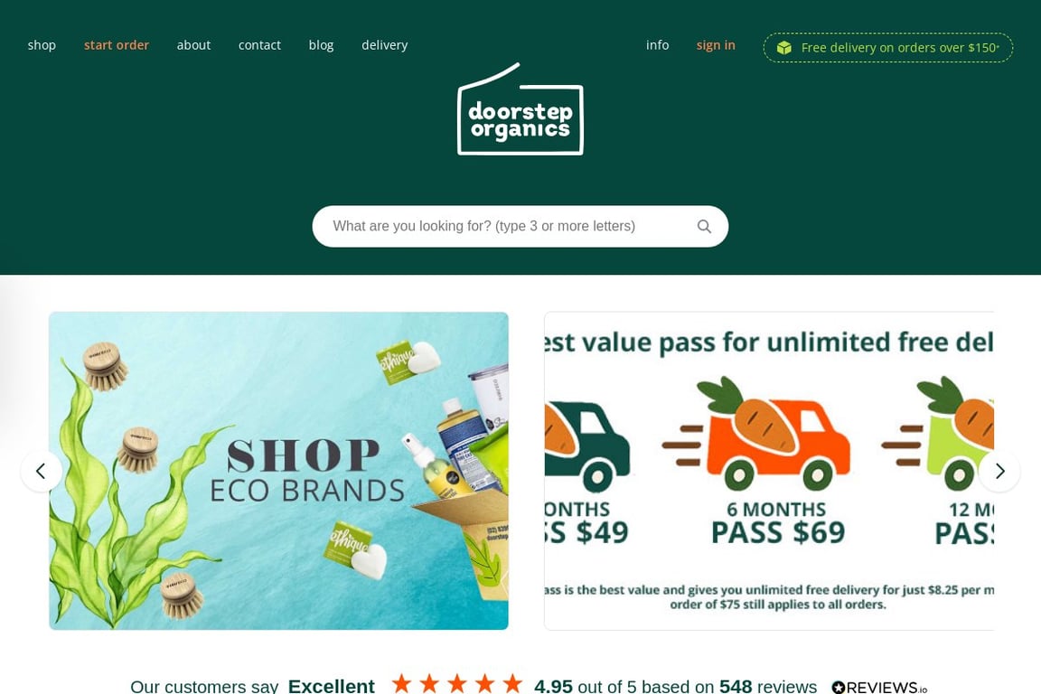 Doorstep Organics homepage