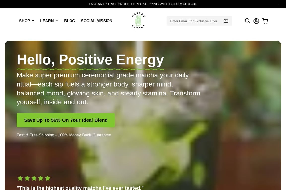 Mantra Matcha LLC homepage