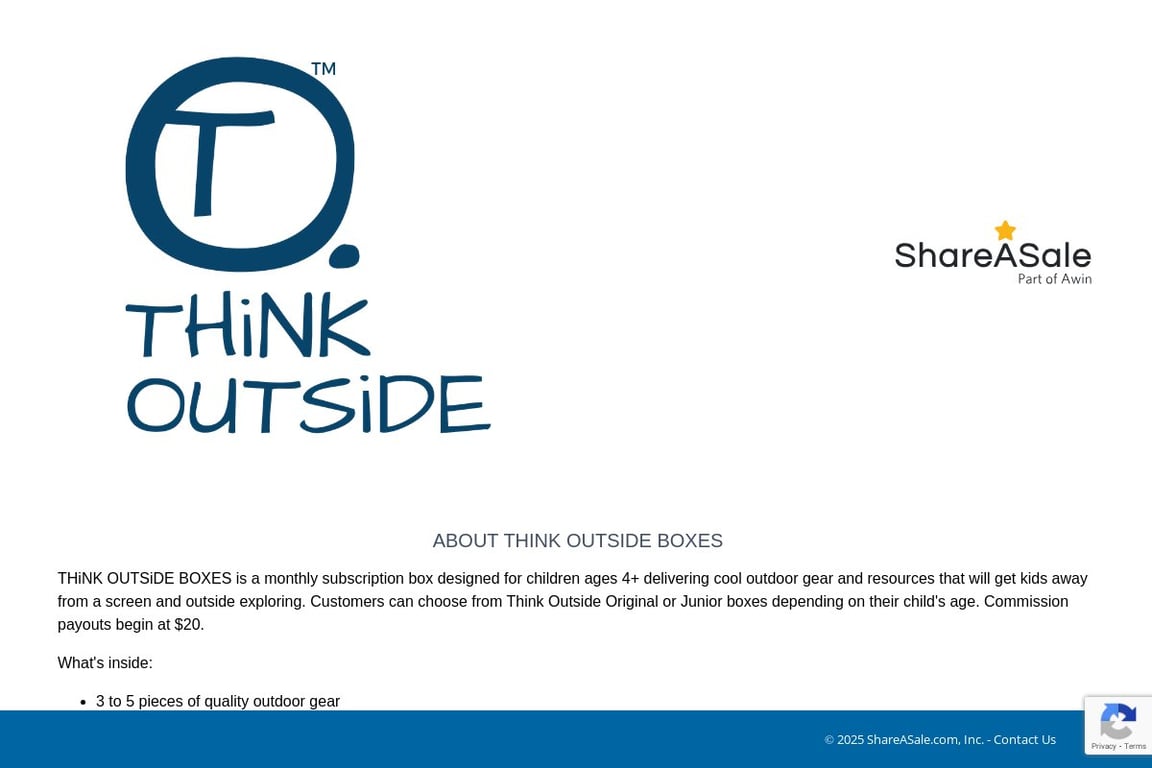 THiNK OUTSiDE affiliate program signup page
