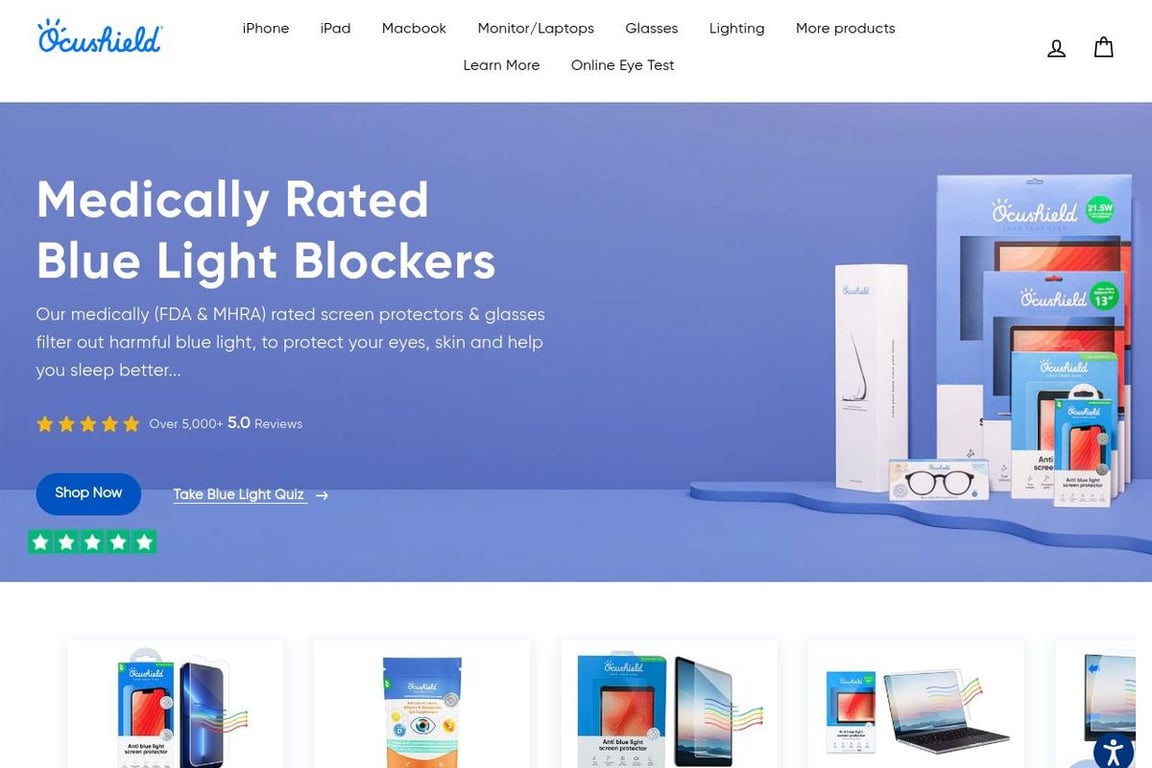 Ocushield homepage