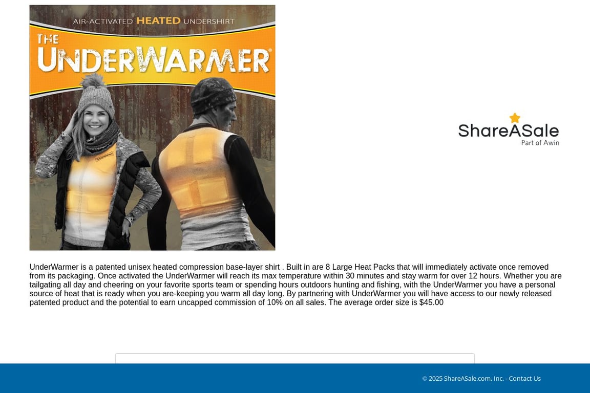 UnderWarmer affiliate program signup page
