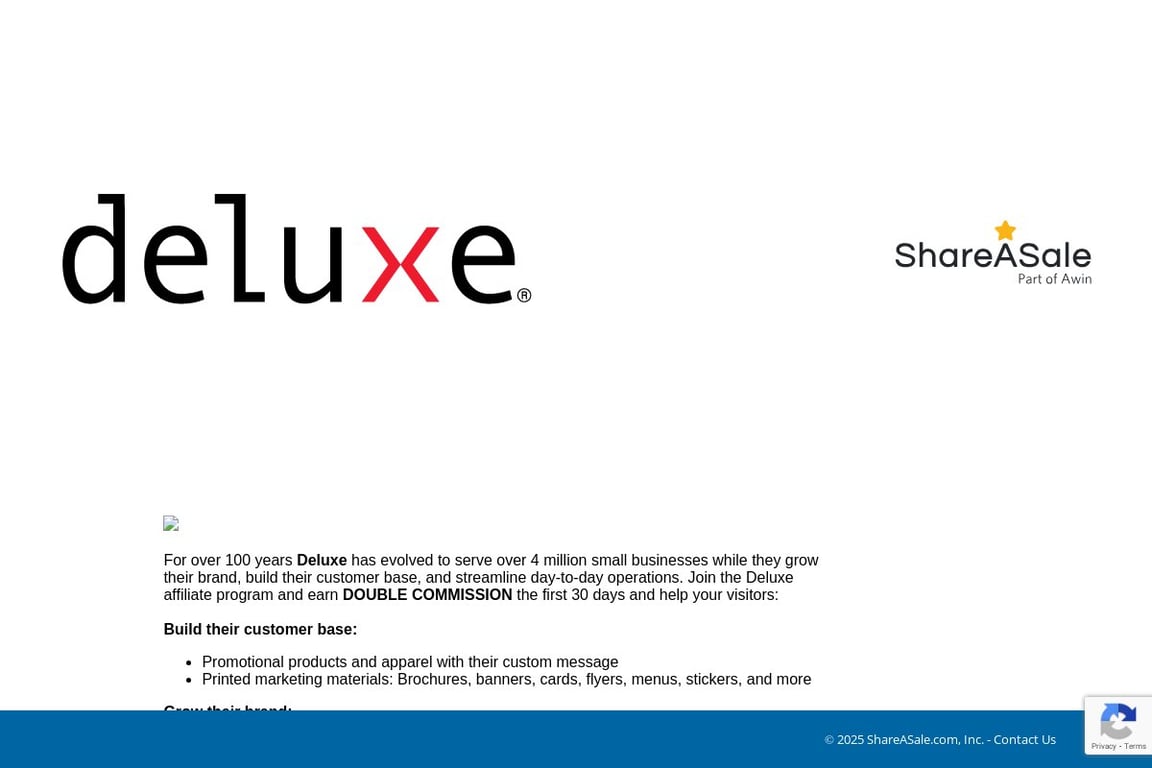Deluxe affiliate program signup page