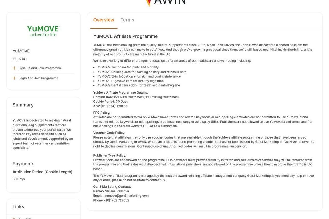 YuMOVE affiliate program signup page