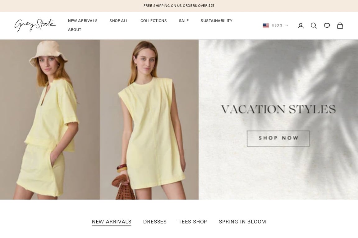 Grey State Apparel homepage
