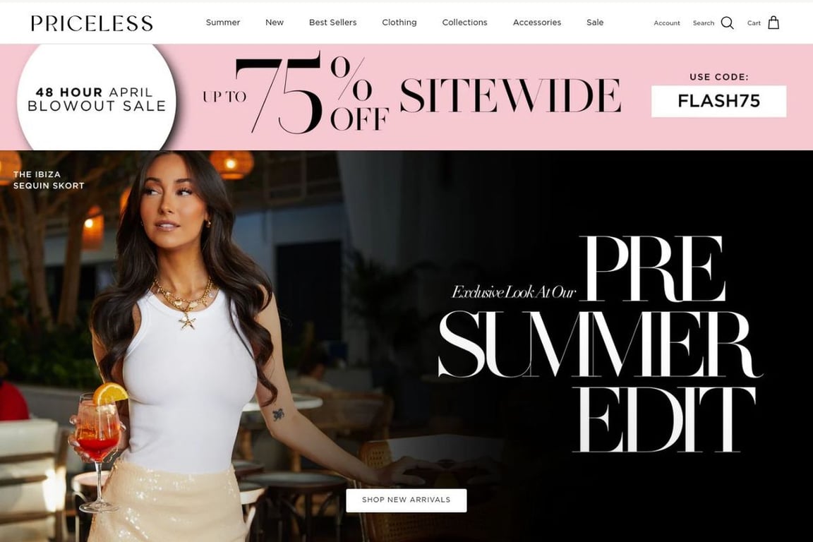 Shop Priceless homepage