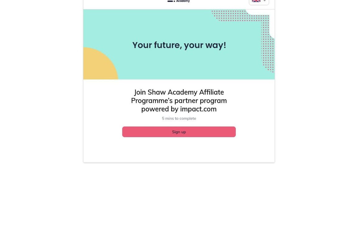 Shaw Academy affiliate program signup page
