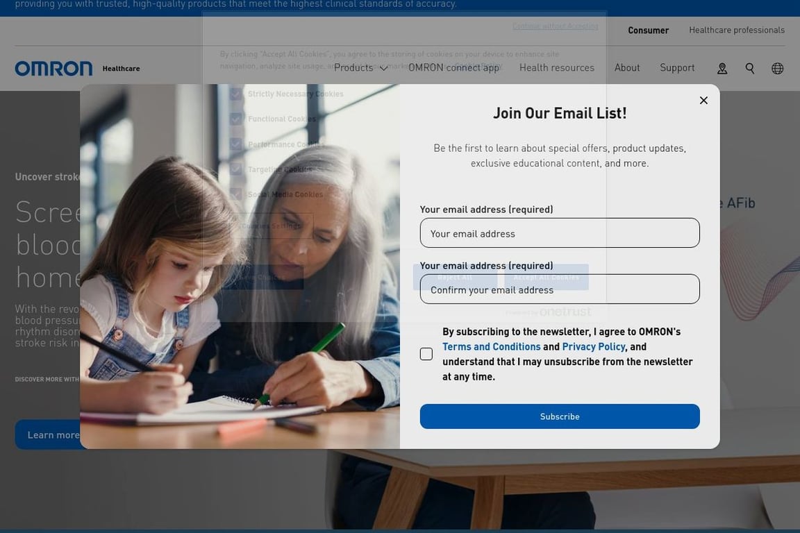 Omron Healthcare homepage