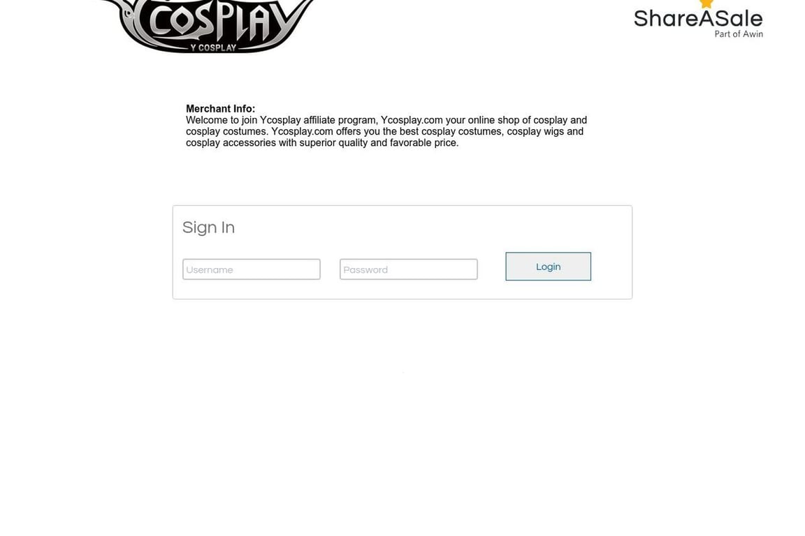 Ycosplay affiliate program signup page