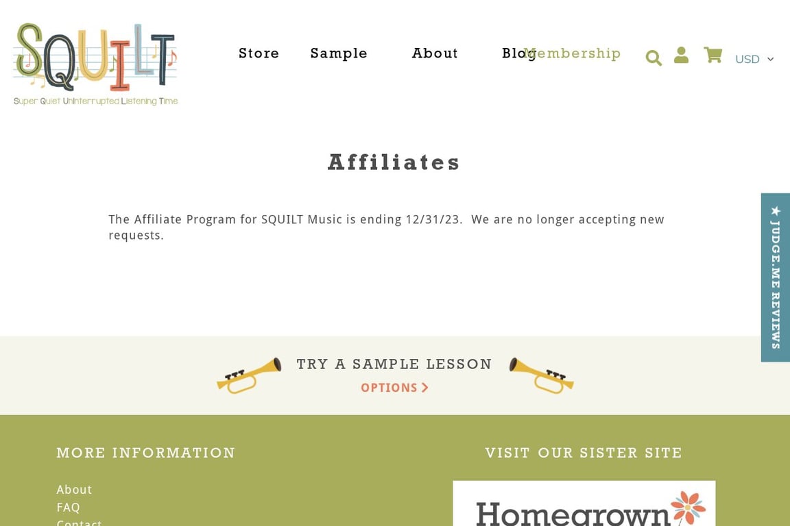 SQUILT Music Appreciation affiliate program signup page