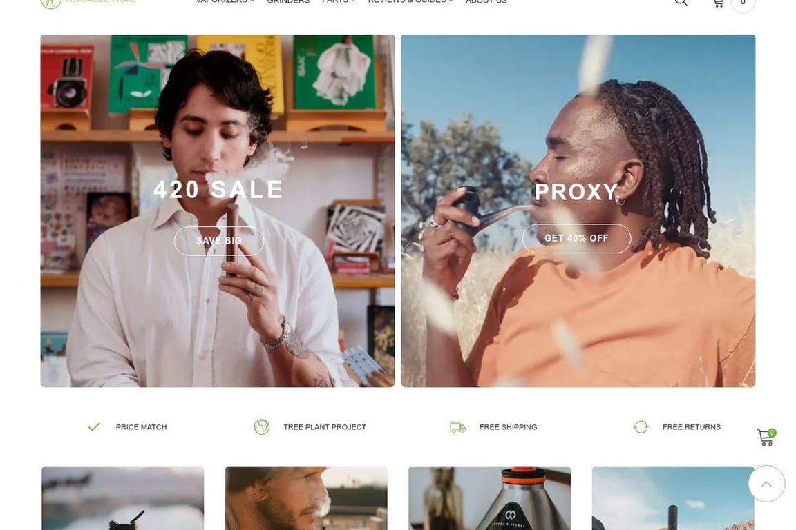 Herbalize Store homepage