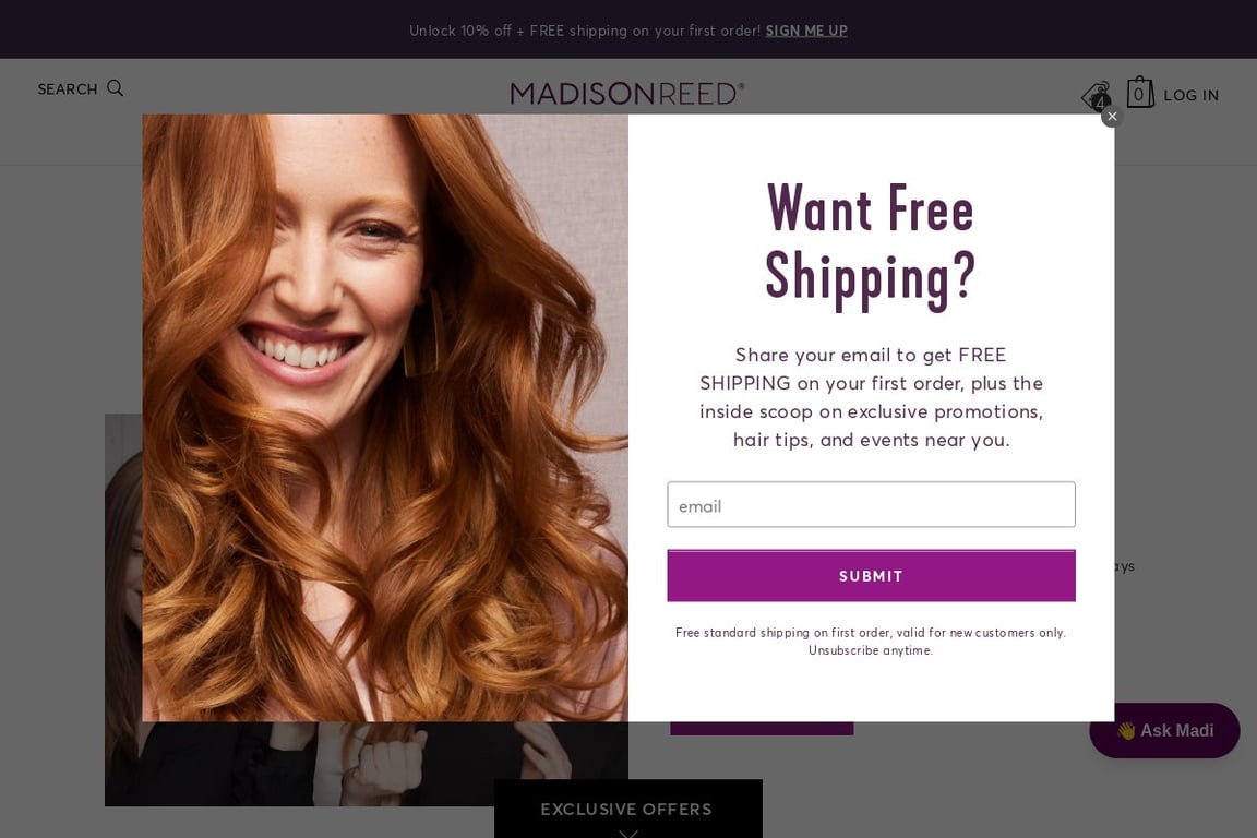 Madison Reed affiliate program signup page