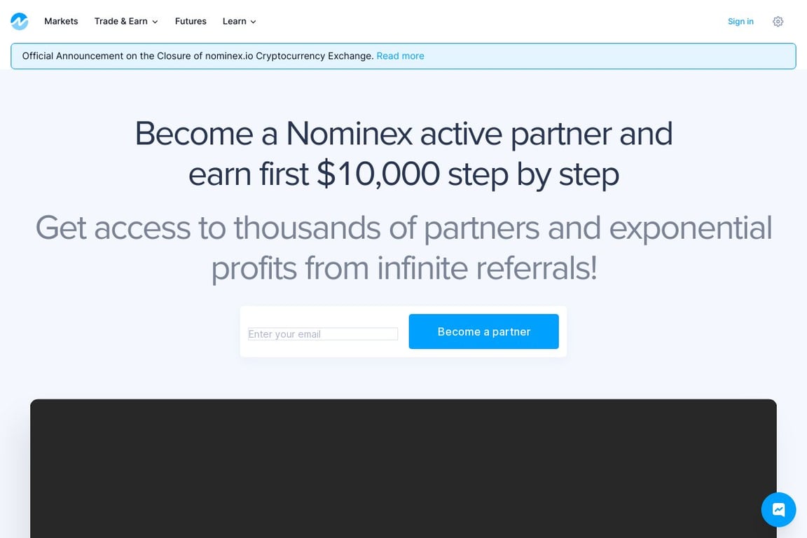 Nominex affiliate program signup page
