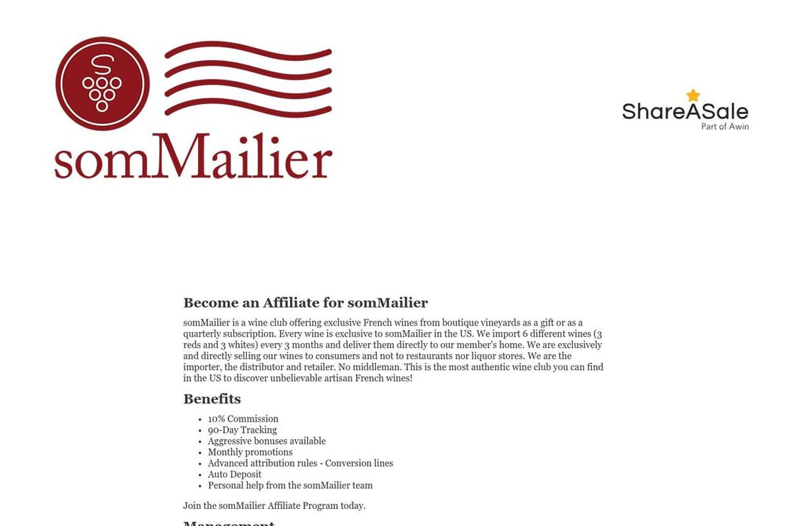 SomMailier affiliate program signup page