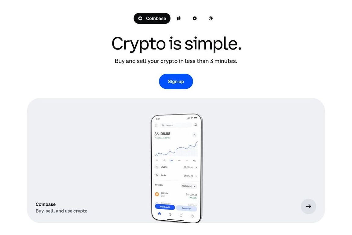 Coinbase homepage