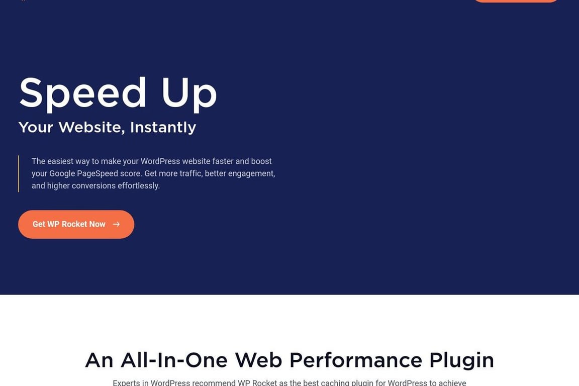 WP Rocket homepage