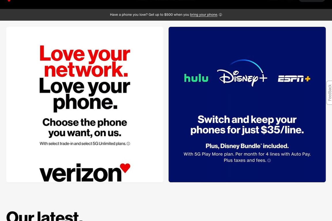 Verizon homepage