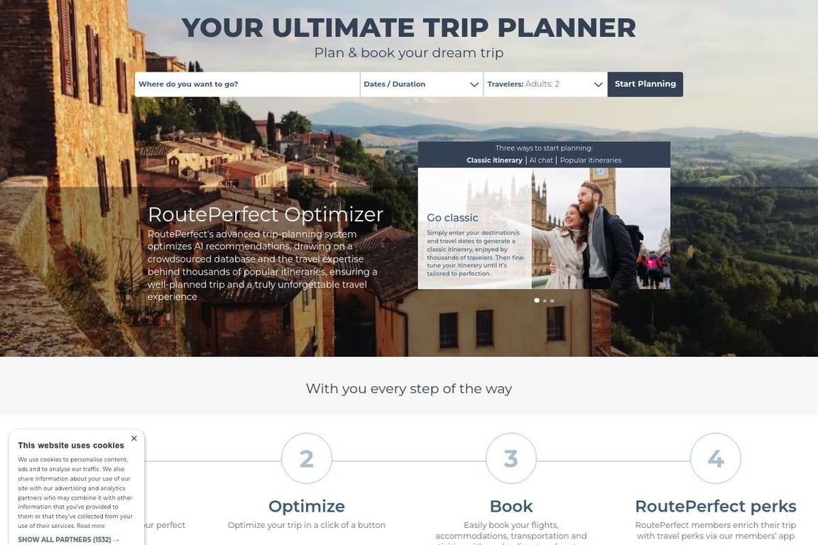 RoutePerfect homepage