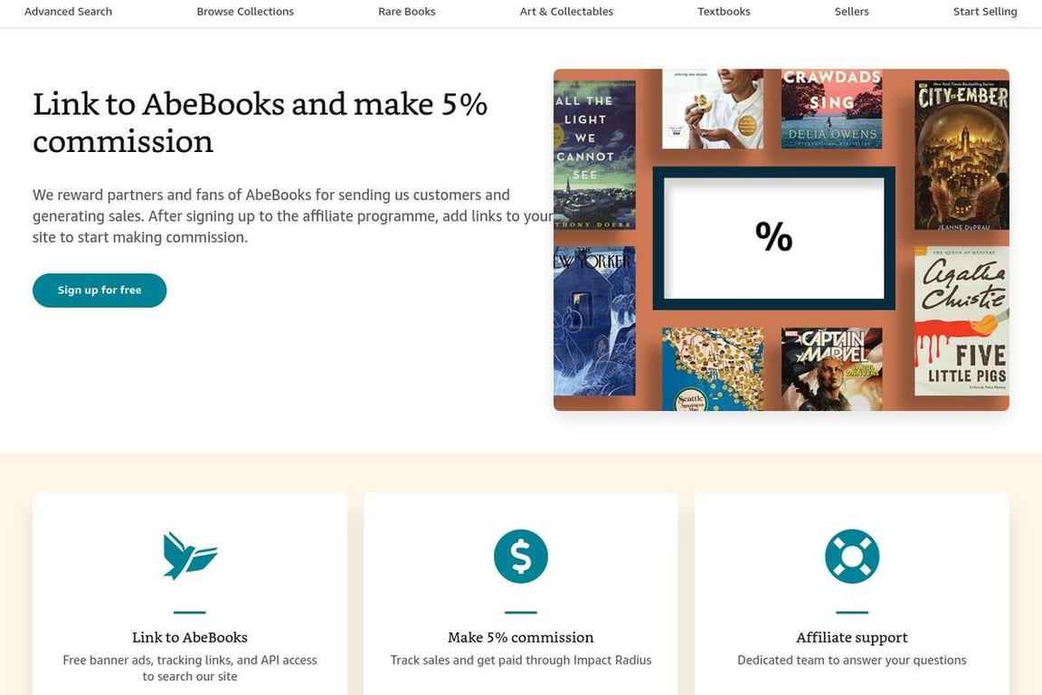 AbeBooks UK affiliate program signup page
