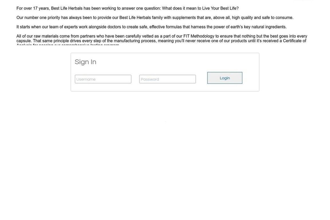 Best Life Herbals affiliate program signup page