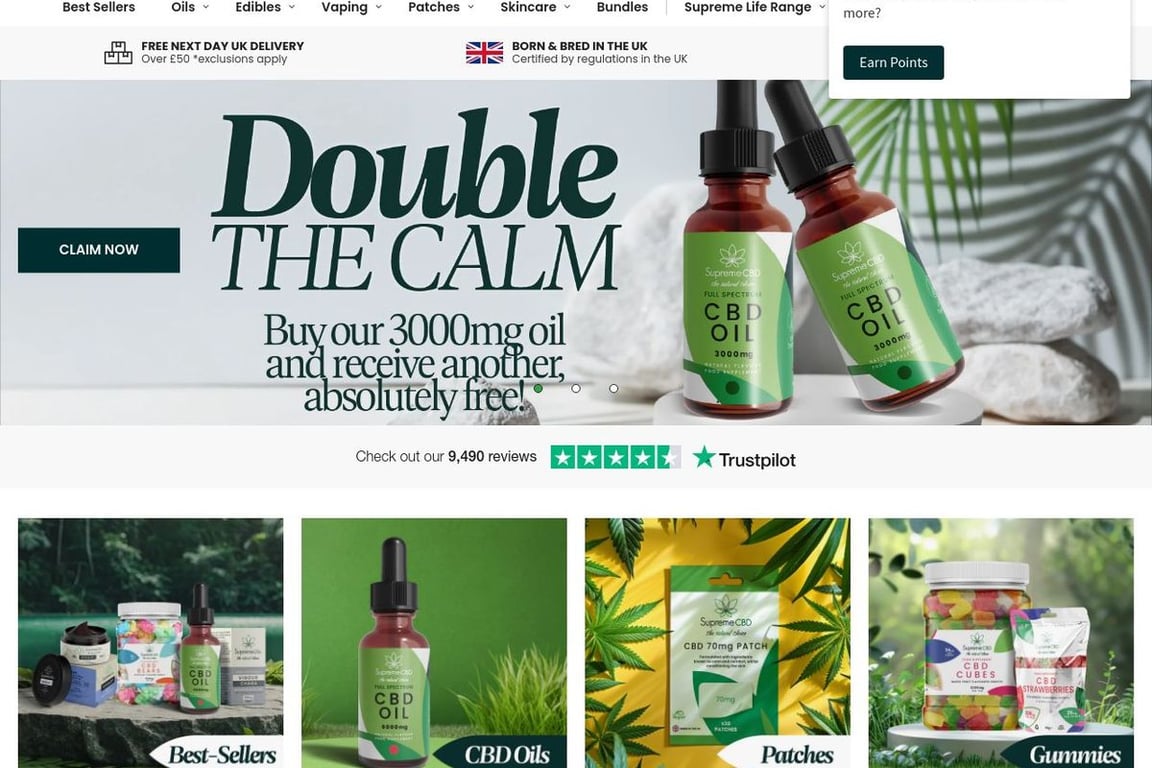 Supreme CBD homepage