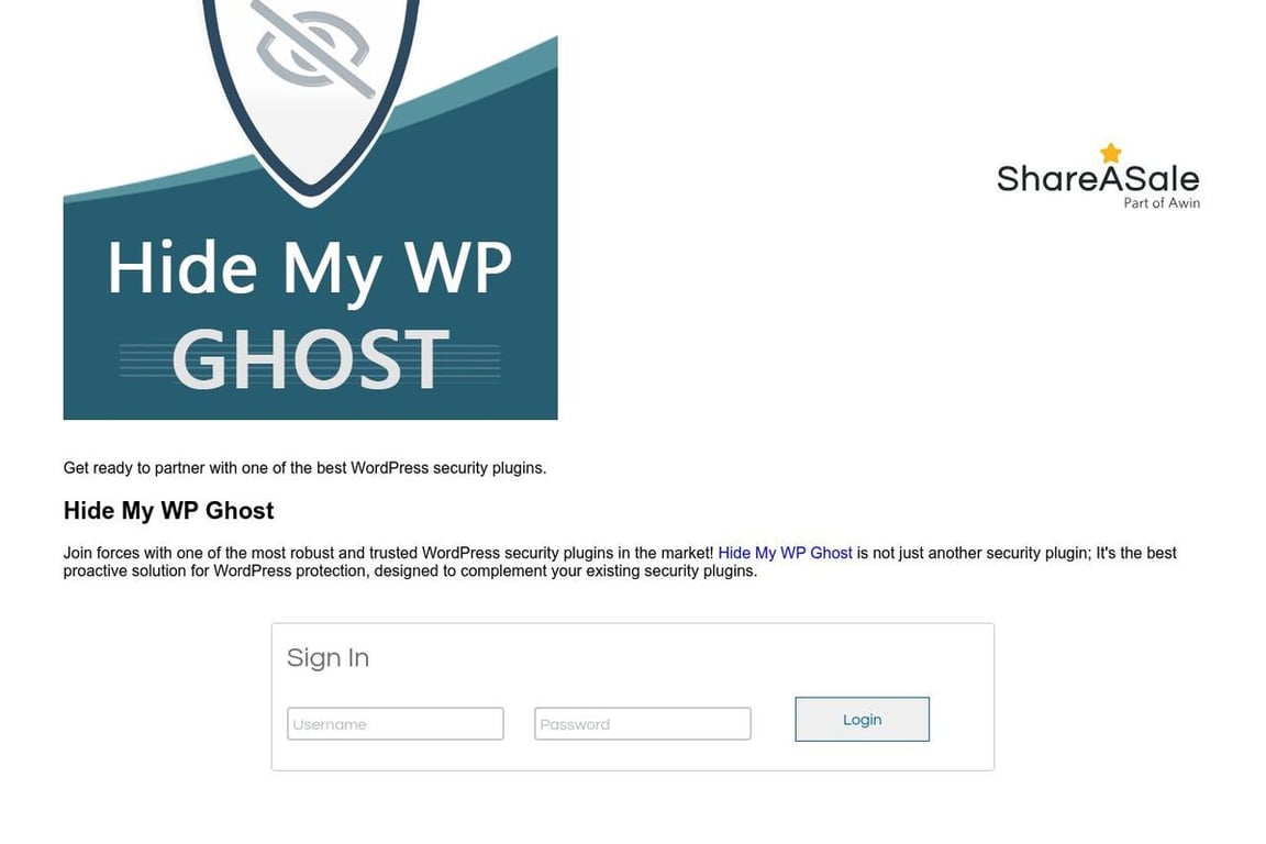 Hide My WP Ghost affiliate program signup page