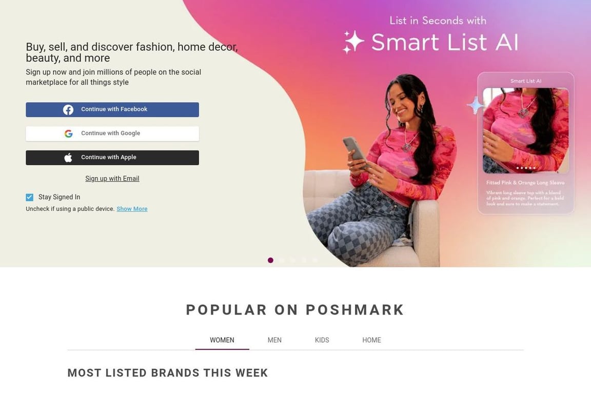 Poshmark homepage
