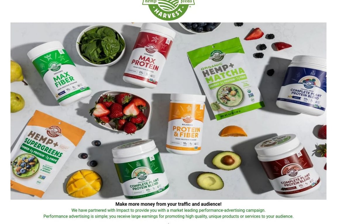 Manitoba Harvest CBD affiliate program signup page