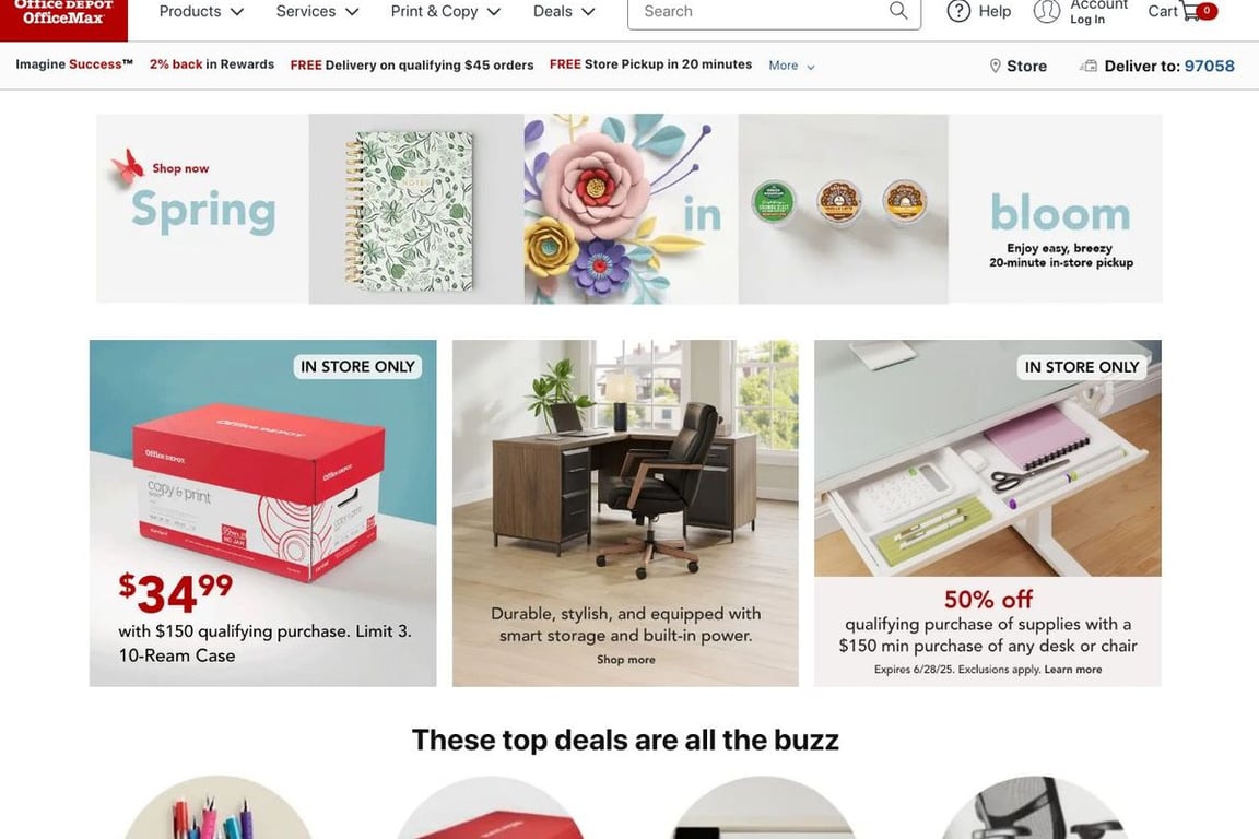 Office Depot homepage