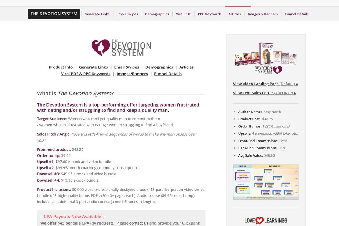 The Devotion System affiliate program signup page