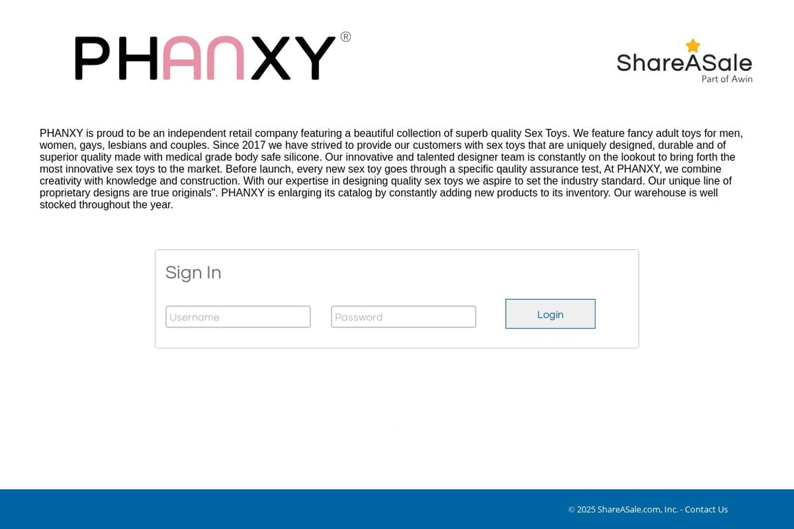Phanxy affiliate program signup page
