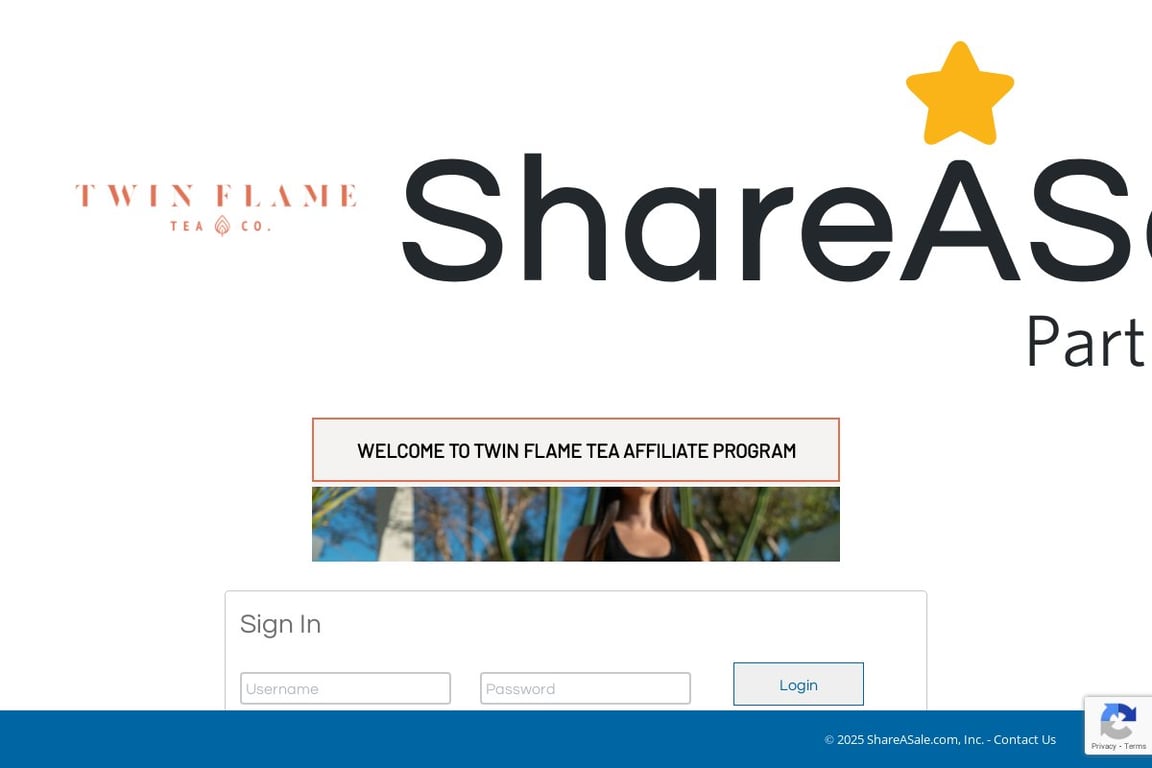 Twin Flame Tea Co. affiliate program signup page