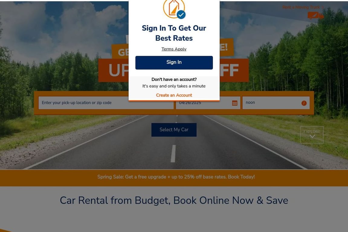 Budget homepage