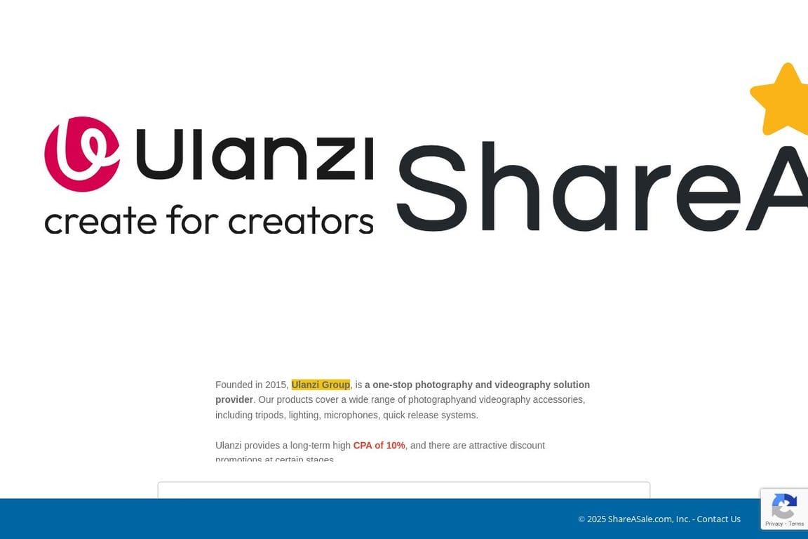 Ulanzi affiliate program signup page