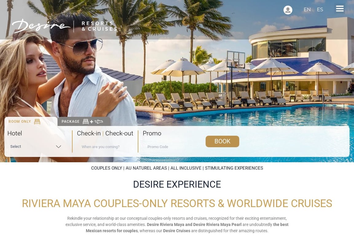 Desire Riviera Maya Resort homepage