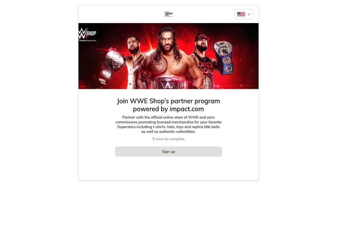 WWE EuroShop ROW affiliate program signup page