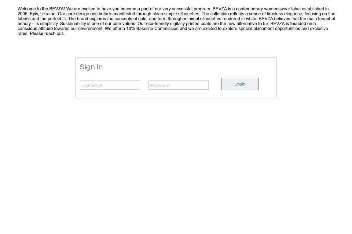 Bevza affiliate program signup page