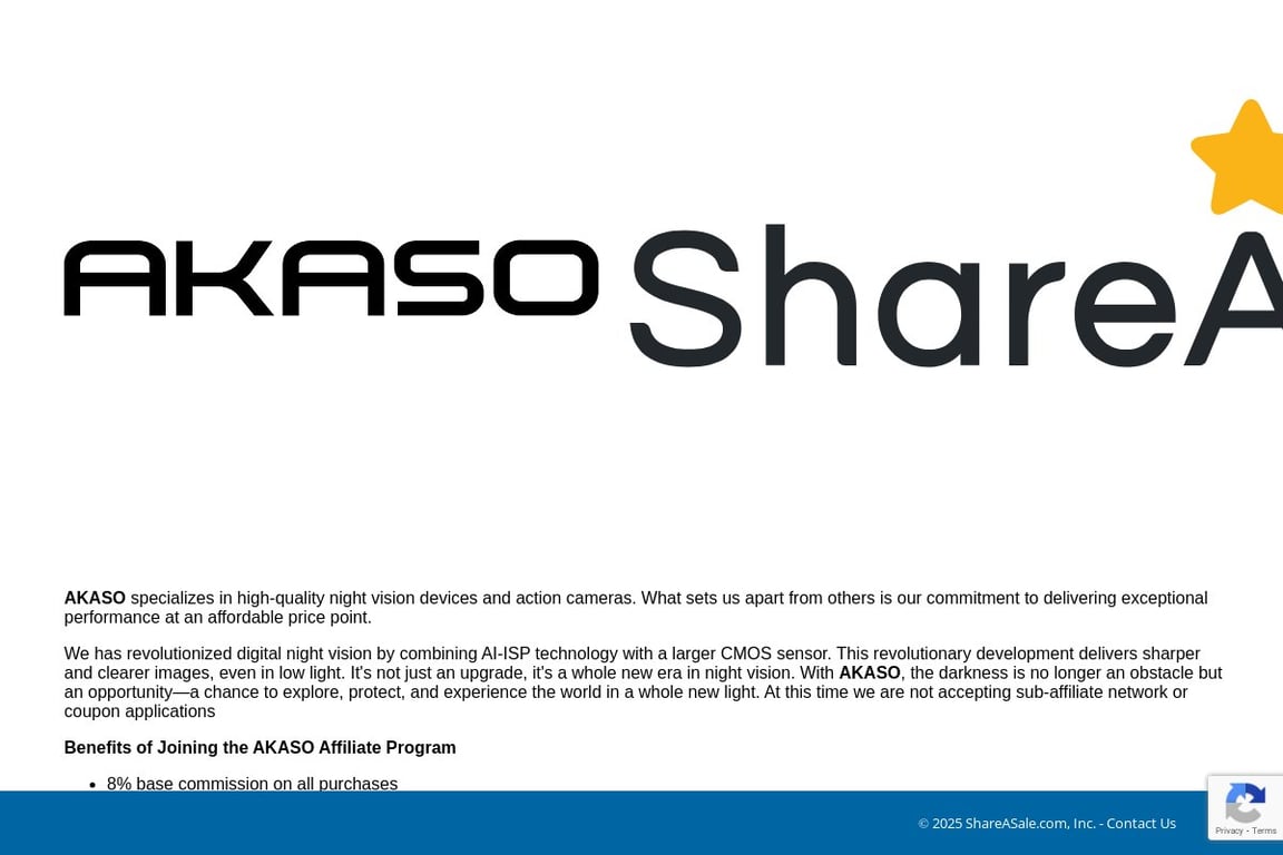 AKASO affiliate program signup page