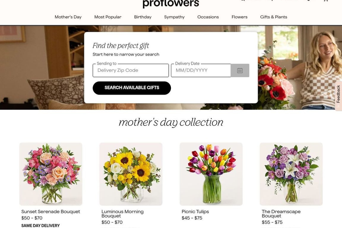 ProFlowers / ProPlants homepage