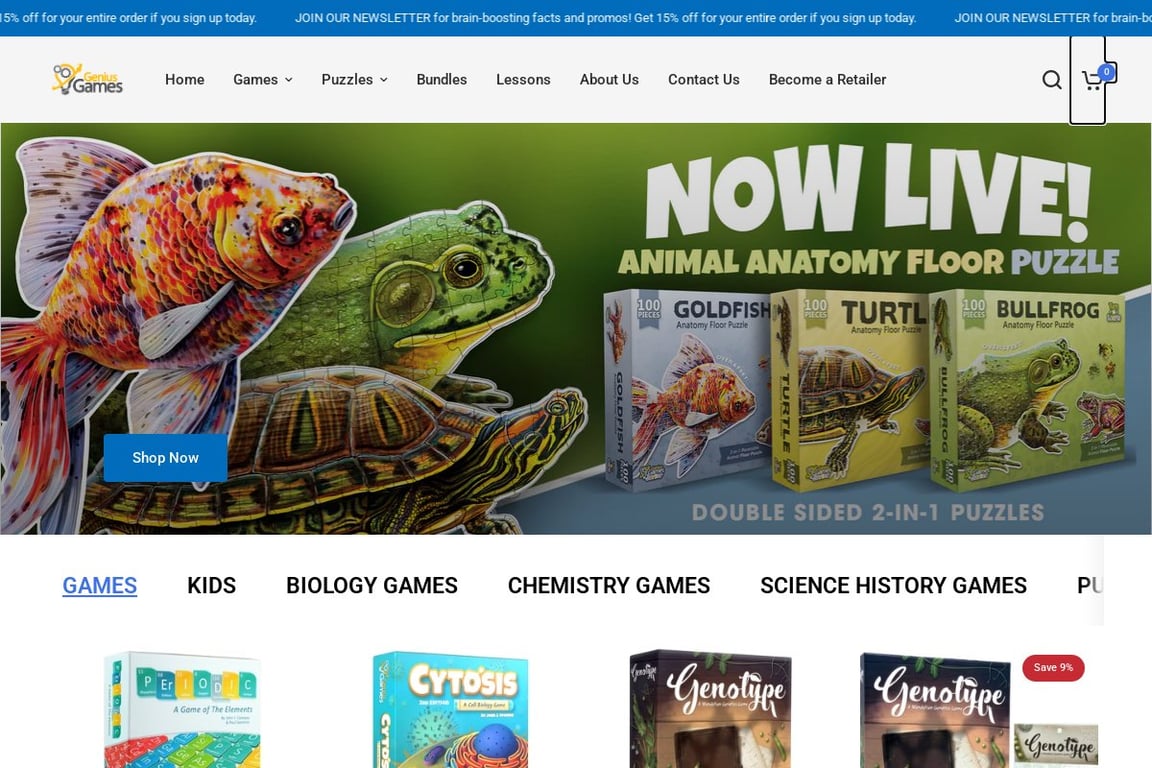 Genius Games homepage