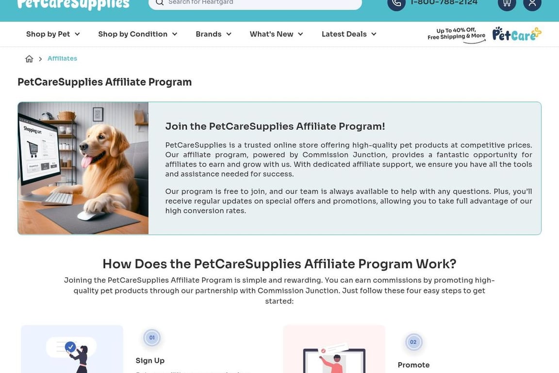 Pet Care Supplies affiliate program signup page