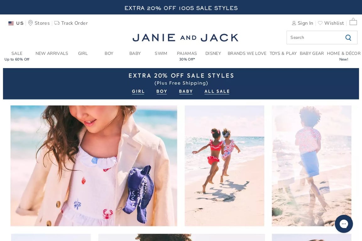 Janie and Jack homepage