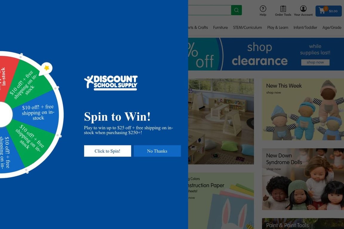 Discount School Supply homepage