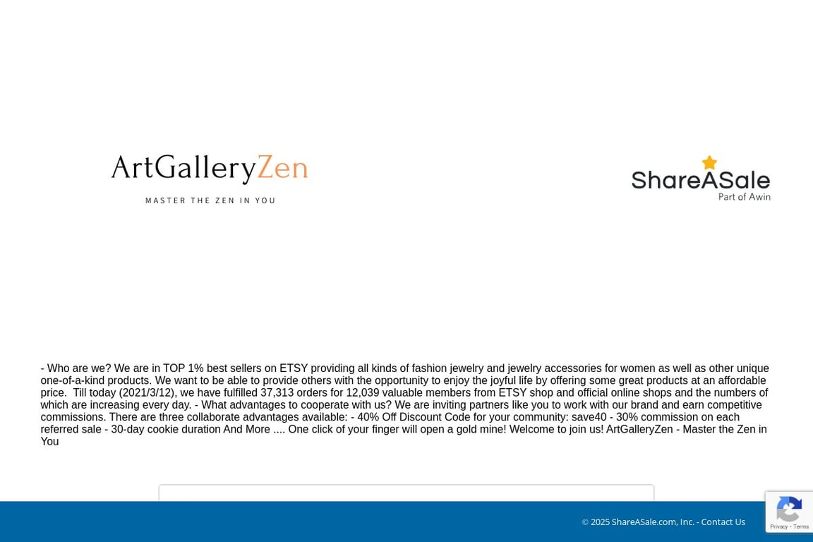 ArtGalleryZen affiliate program signup page