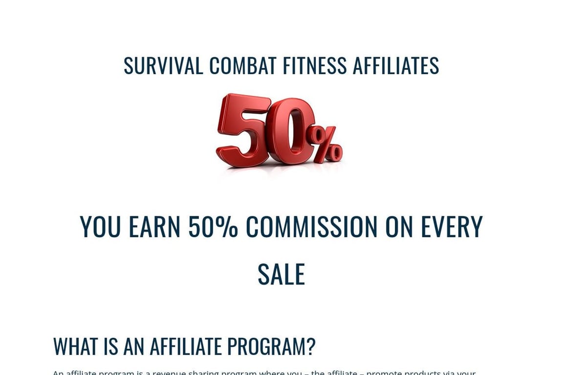 Survival Combat Fitness affiliate program signup page