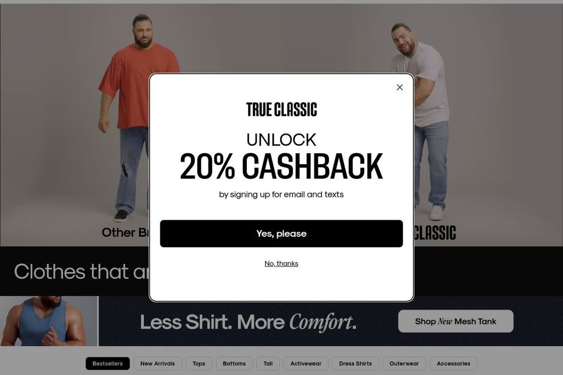 True Classic Tees homepage