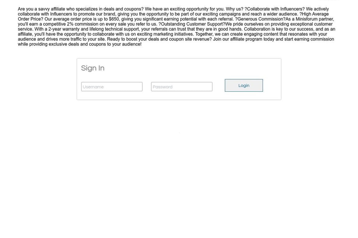 MINISFORUM affiliate program signup page
