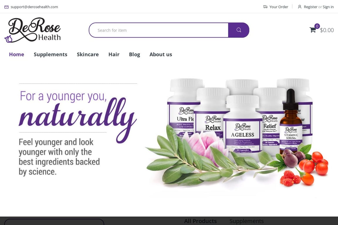 DeRose Health homepage